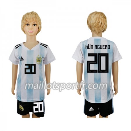 Maillot de Foot Argentine Kun Aguero 20 Enfant Domicile Coupe du monde 2018